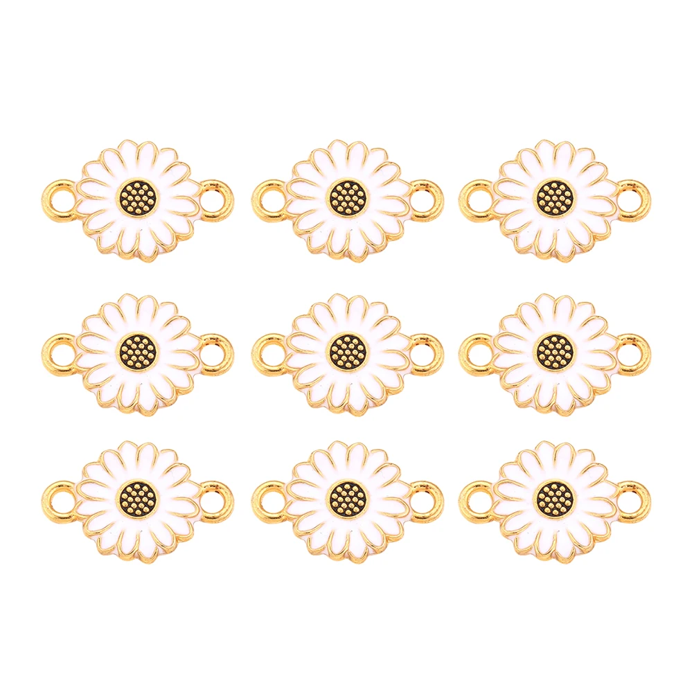 

Alloy Double Head Connector Pendant Daisy Shaped Hanging Pendant Handmade Diy Jewelry Accessories White Size 4 For