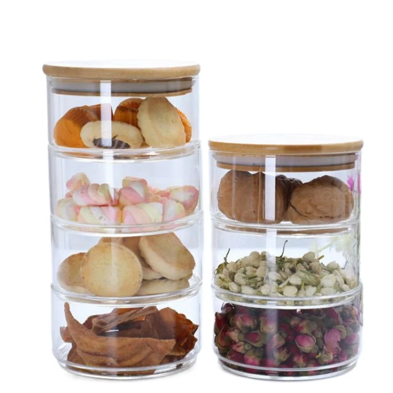 2-3 Layers Stackable Combination Storage Jar Kitchen Sealed Box Fruit Vegetable Salad Candy Bowl Coffee Bean Food Container