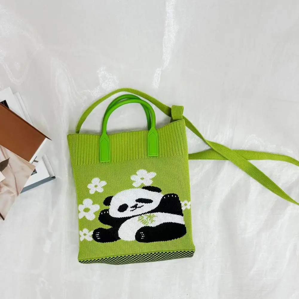 Handgemachte Mini-Strick handtasche Cartoon Panda Knoten Handgelenk Tasche niedliche Hochleistungs-Handy tasche für Mädchen