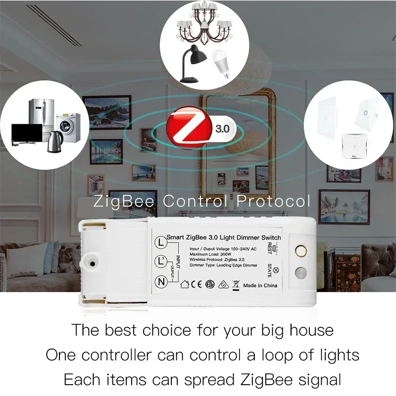 Customized Zigbee Smart Home Automation Dimmer Switch Remote Control Work with Echo Plus Alexa SmartThings for Zigbee 3.0 Hub