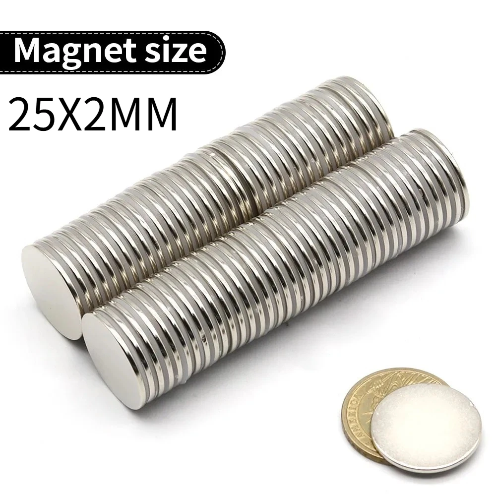 25x2mm Round Magnetic Magnets for Fridge, DIY, Building, Scientific, Craft, Education Used Repeatedly Organize Small Parts
