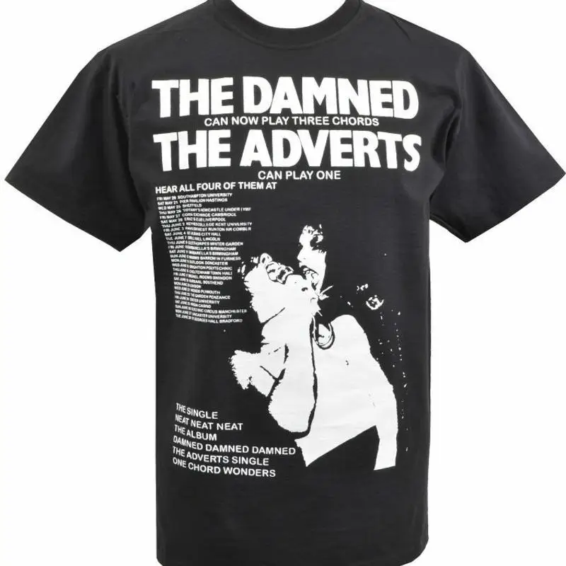 Mens Punk T-Shirt The Damned Adverts 1977 Punk Rockers Rock three chord wonders