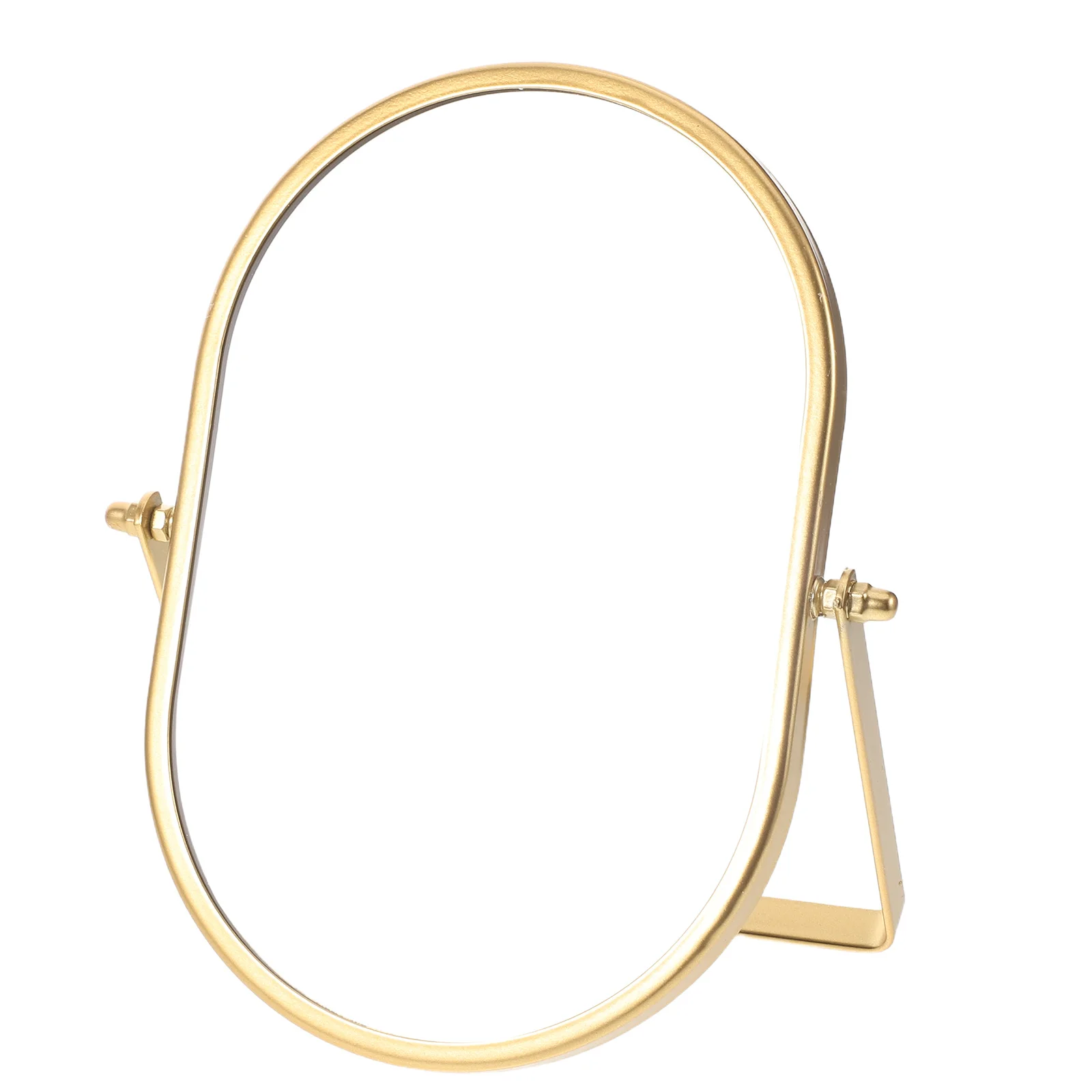 楕円形テーブルミラー ゴールドフレーム 360度回転 コンパクト折りたたみ式化粧鏡 バニティデスク 小型装飾折りたたみ式デスクミラー