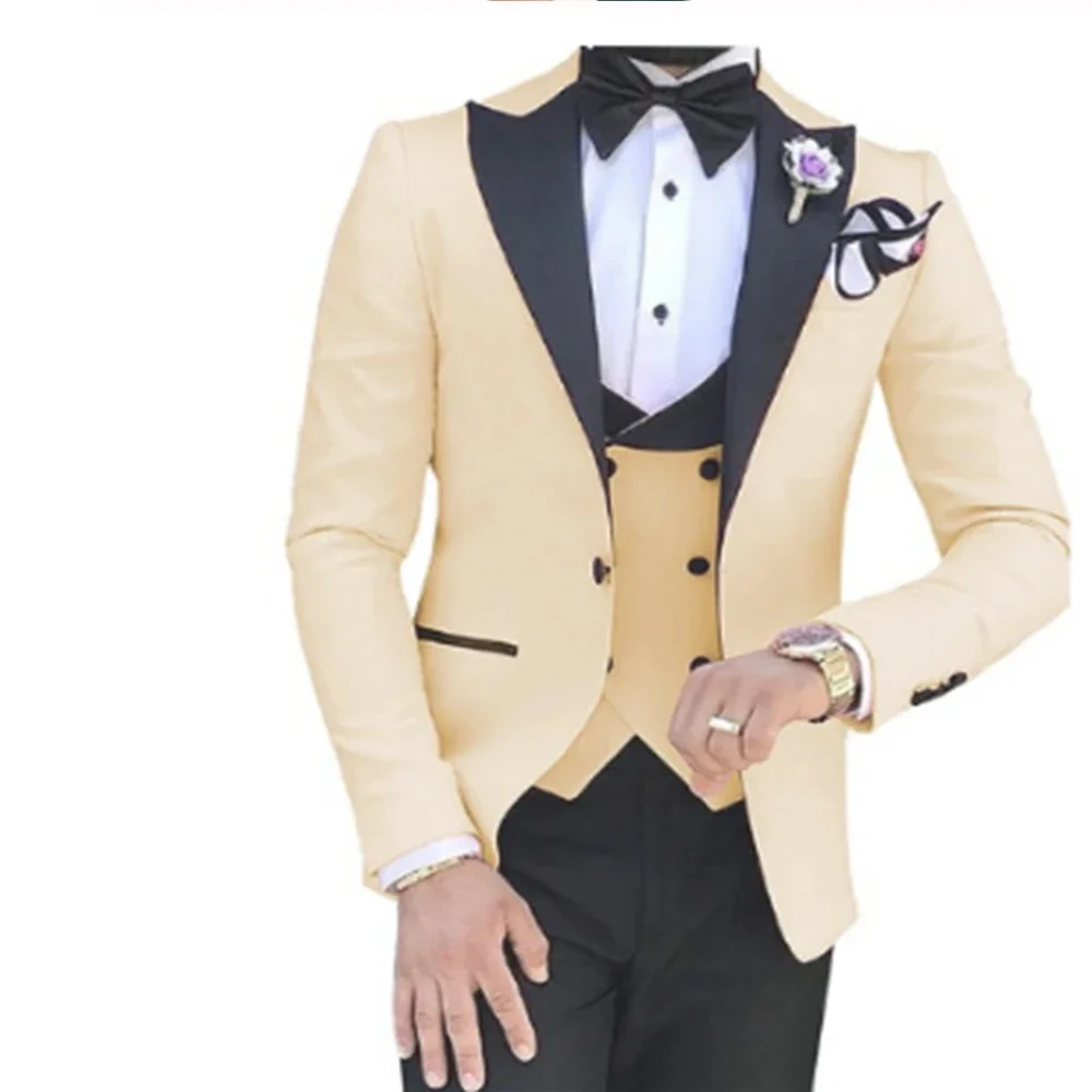 

Men 3 Pieces Suits For Men Custom Made Groom Groomsmen Tuxedos Wedding Men Suit Terno Masculino(Jacket+Pant+Vest)