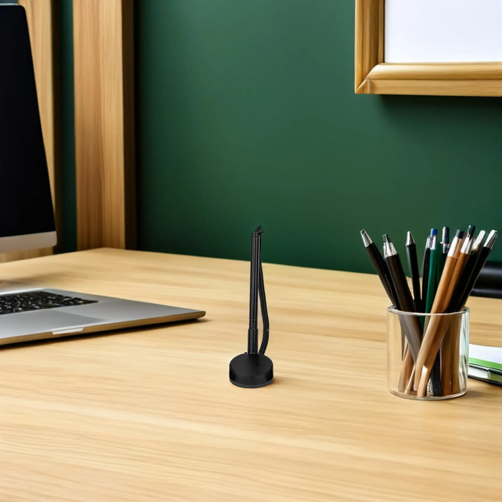 8Pcs Counter Pens Black Secure Desktop Pen Holder Professional Signing Reception Office Bank Pen Office Writing Utensils
