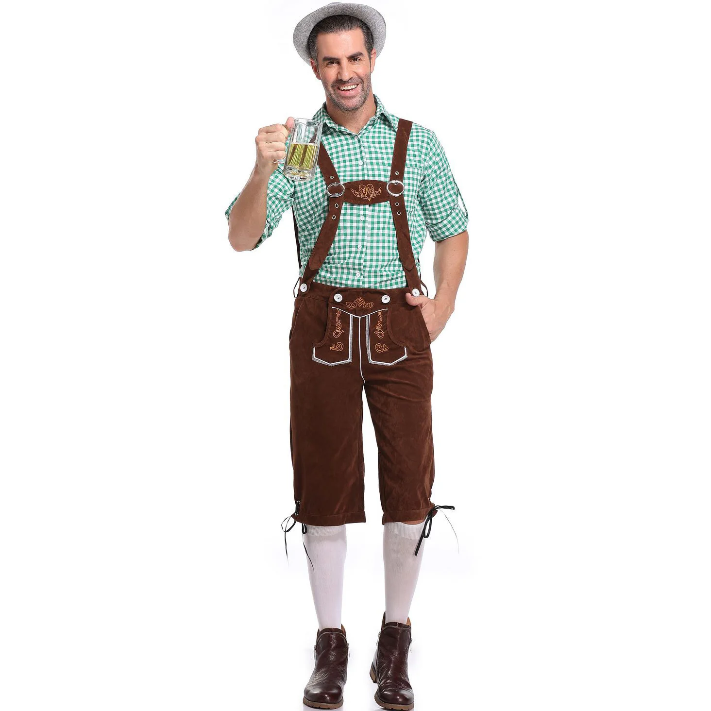 German Oktoberfest Carnival Costume Men's Traditional Bavarian Beer Men's Shirt Set Cosplay Halloween Holiday Party Costumes