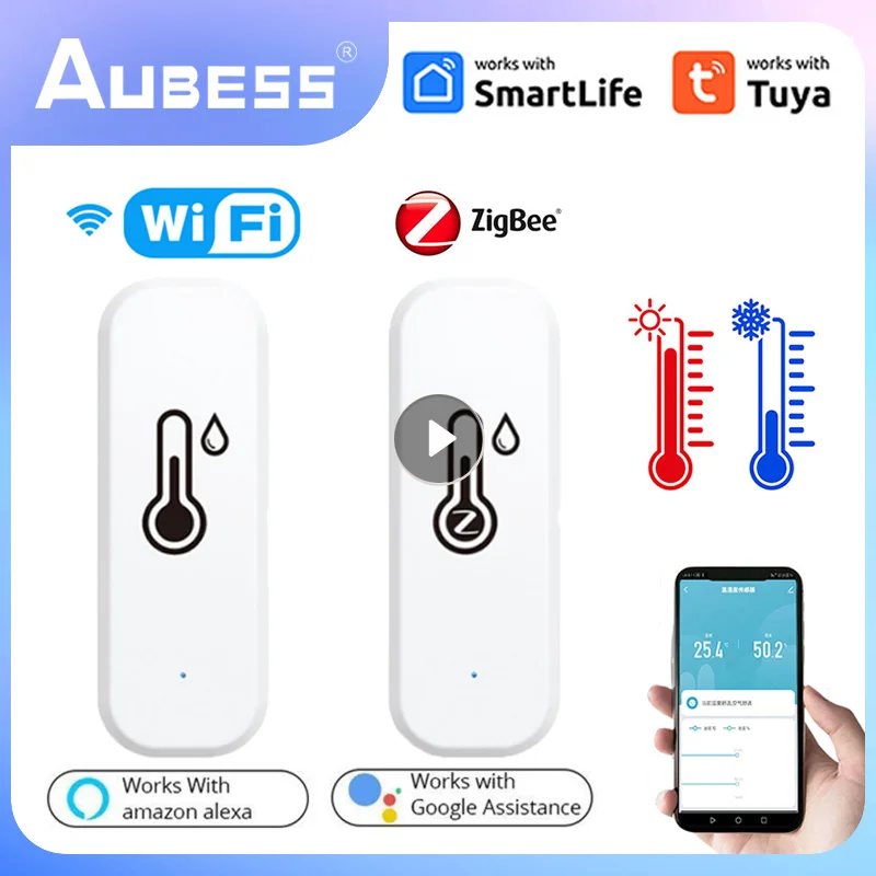 

Tuya Zigbee wiFi Smart Temperature And Humidity Sensor Battery Powered ZigBee Smart Home Security Work With Alexa Google Home