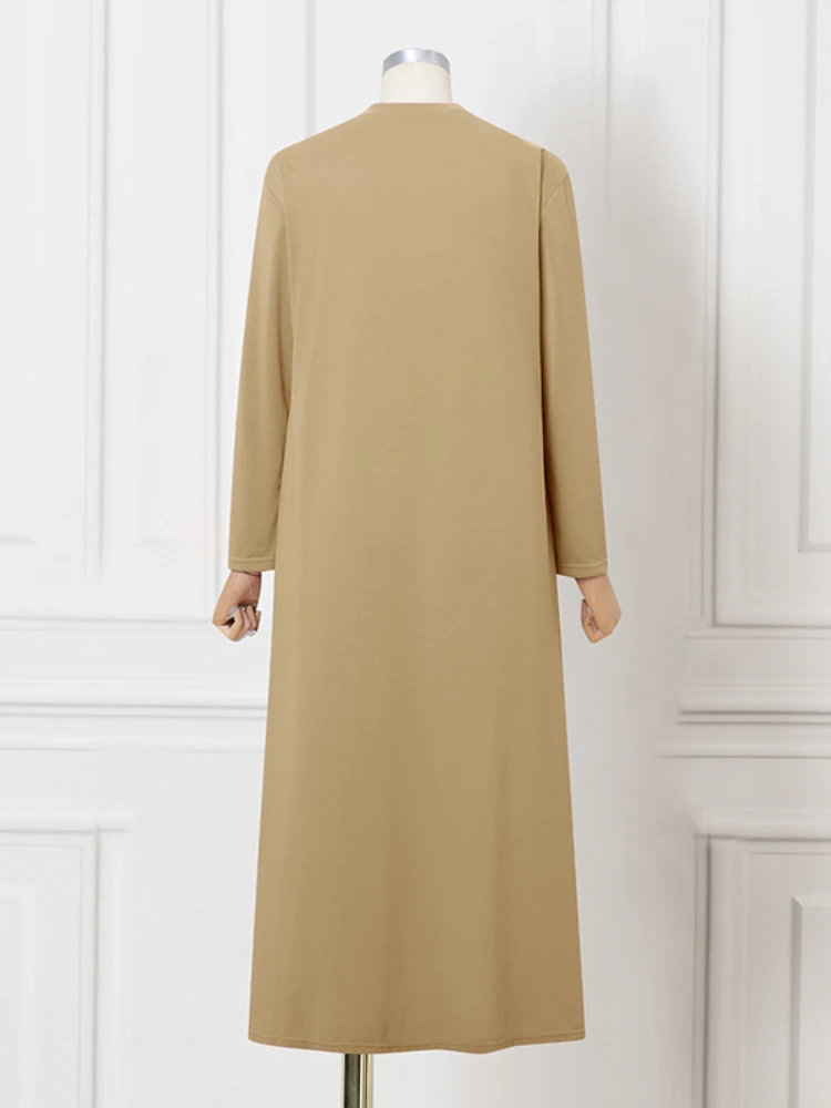 2025ZANZEA Herbst Elegante Langarm Gestrickte Kleid Maxi Robe Frauen Patchwork Kleider Muslimischen Abaya Robe Femme Plissee Sommerkleid