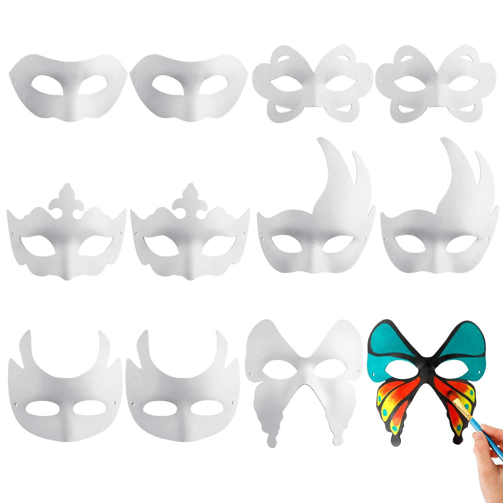 12Pcs/Set Costume Masks Paper DIY Cosplay Masks Half Face Masks Dance Masks Party Masks For Halloween Festival Cosplay Prop