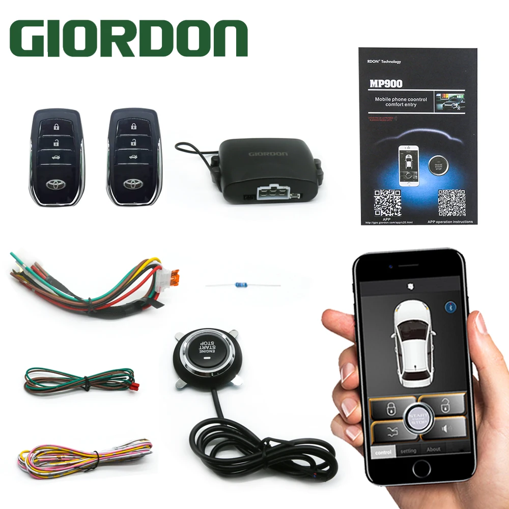 

Keyless Entry System Alarm APP With Autostart One-button start Keyless Entry System Smart Key Remote Start Kit G6204