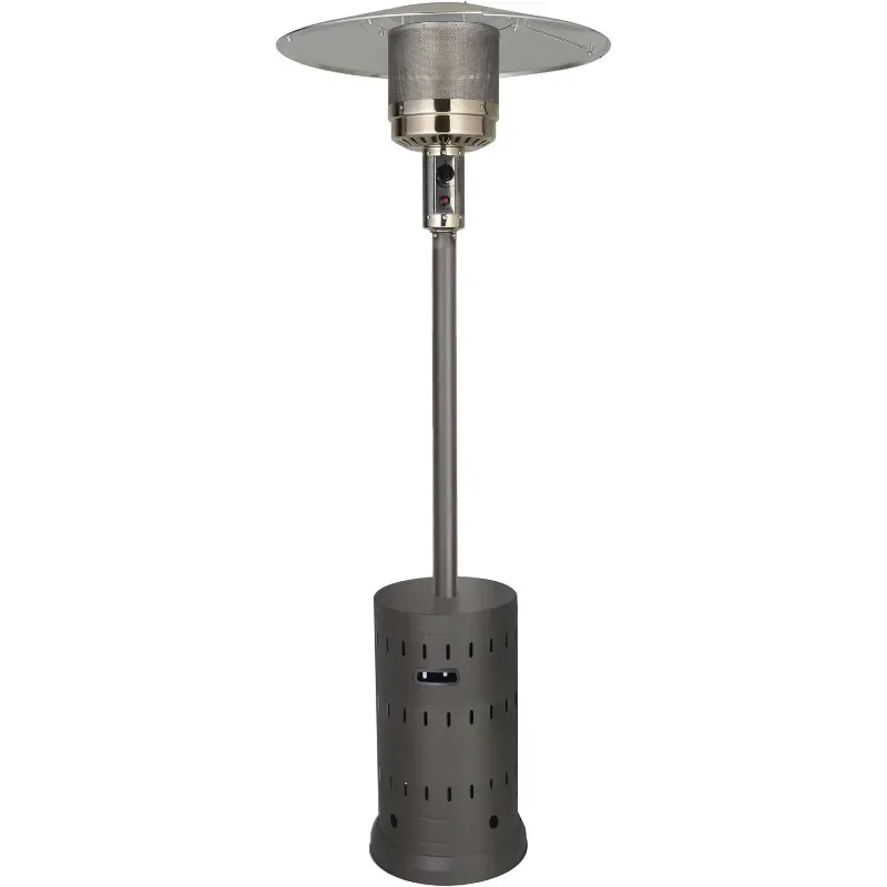 Outdoor Natural Gas Patio Heater | Anti-Tilt and Safety Shut-Off |  Includes Drink Table Surface and Wheels | Matte Mocha