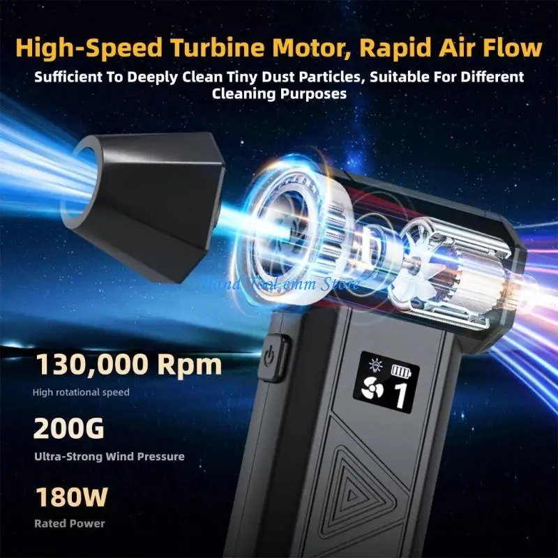 

H37F Portable USB Air Duster 130000RPM Highly Performances Dust Removal Tool LED Enabled