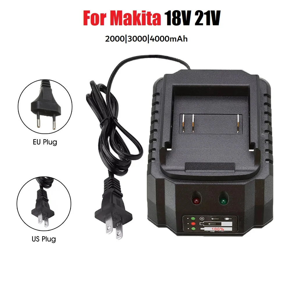 Imagem -02 - Substituição do Carregador de Bateria para Modelo Makita Ferramenta de Carregamento Rápido Plug ue e Eua 18v 21v Li-ion Bl1415 Bl1815 Bl1830 Bl1850