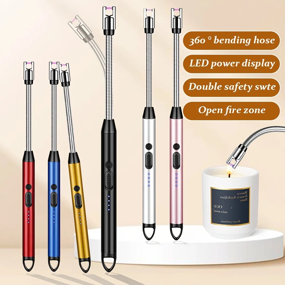 Pack Of 1/2 Usb Rechargeable Flameless Arc Igniter, 360 ° Rotation, Safety Switch For Candles, Barbecues, Camping Lighters
