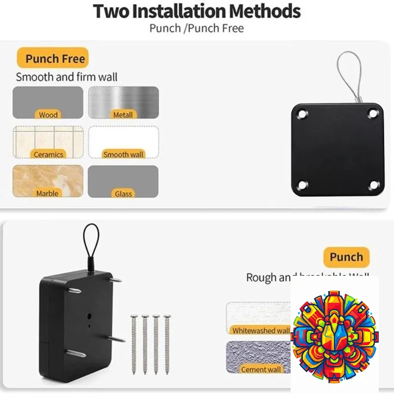Automatic Door Closer No Drill Adjustable Pull Cord Surface Mount Door Stop Bracket Low Noise for Night Shift Worker Homes