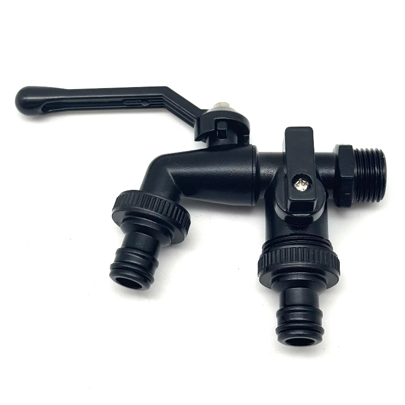 Black Brass Garden Hose Faucet Outdoor Anti-Freeze Bibcocks with Dual Outlet for Washing Machine 1/2 Inch Outdoor Faucet, Garden