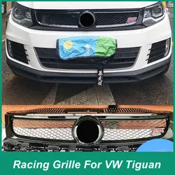 For Volkswagen Tiguan Racing Grille 2013-2017 Black Carbon Front Bumper Grille Middle Mesh Body Decoration Ventilation Kit Black