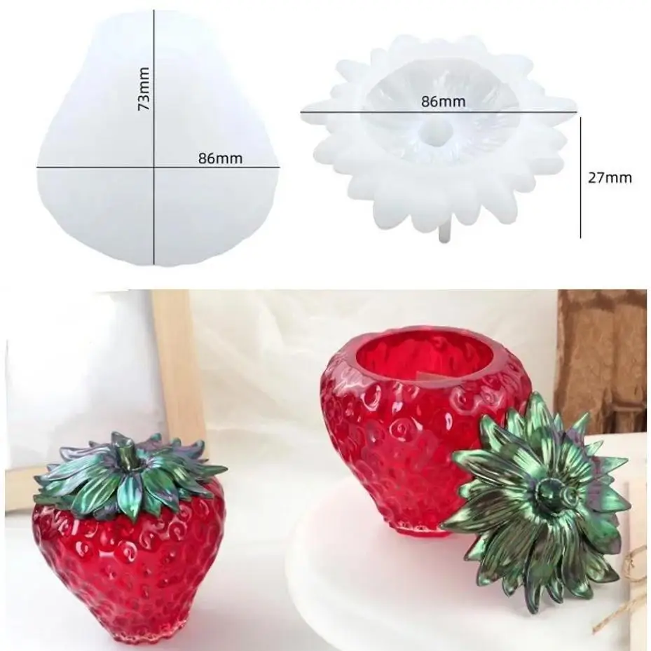 DIY Crystal Epoxy Resin Storage Box Mold Strawberry Fruit Silicone Mold Jewelry Organizer Jar Container Casting Craft Tool