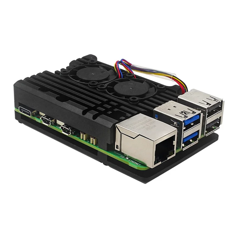 M05K для Raspberry Pi 5, корпус из алюминиевого сплава, радиатор, корпус с пассивным охлаждением для Raspberry Pi 5 с двойным охлаждающим вентилятором