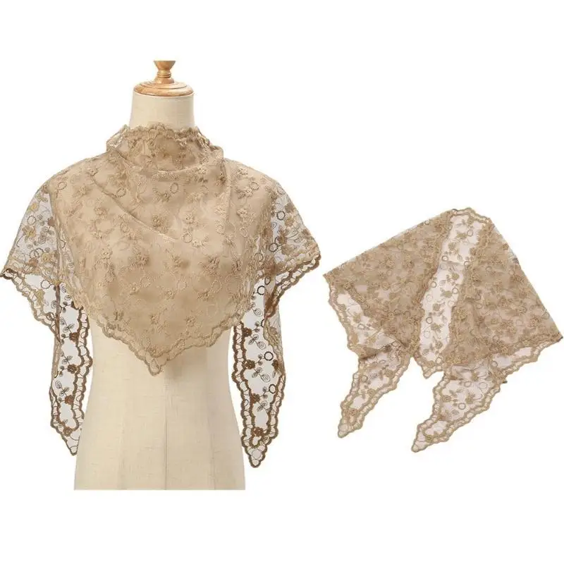 

652F Vintage Scarf Headband Ethnic Lace Kerchief Hairband Lady Head Decorative Scarf