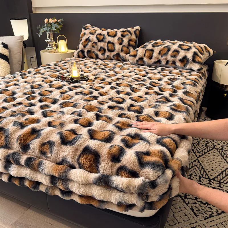 Thick Bubble Plush Bed Sheet Warmth Comfortable Bed Linens Queen Double Single Fitted Sheets Mattress Home Bedroom Decoration