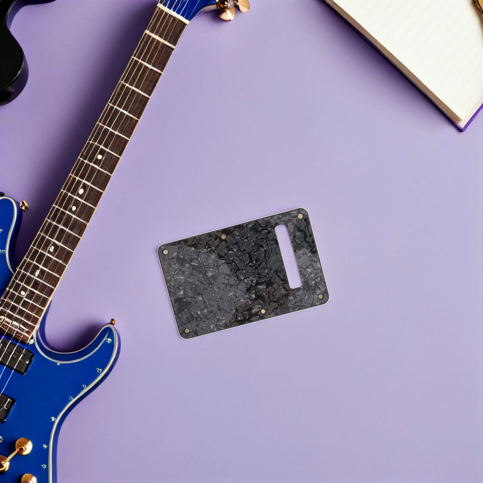 

2Pcs Electric Guitar Back Plate 6hole Rounded Edge Plastic Rectangle Tremolo Cavity Cover Guitar Accessories Pick Guard