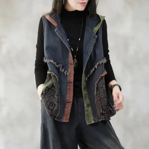 Женский джинсовый жилет LUO. TAO. FUSH  5XL