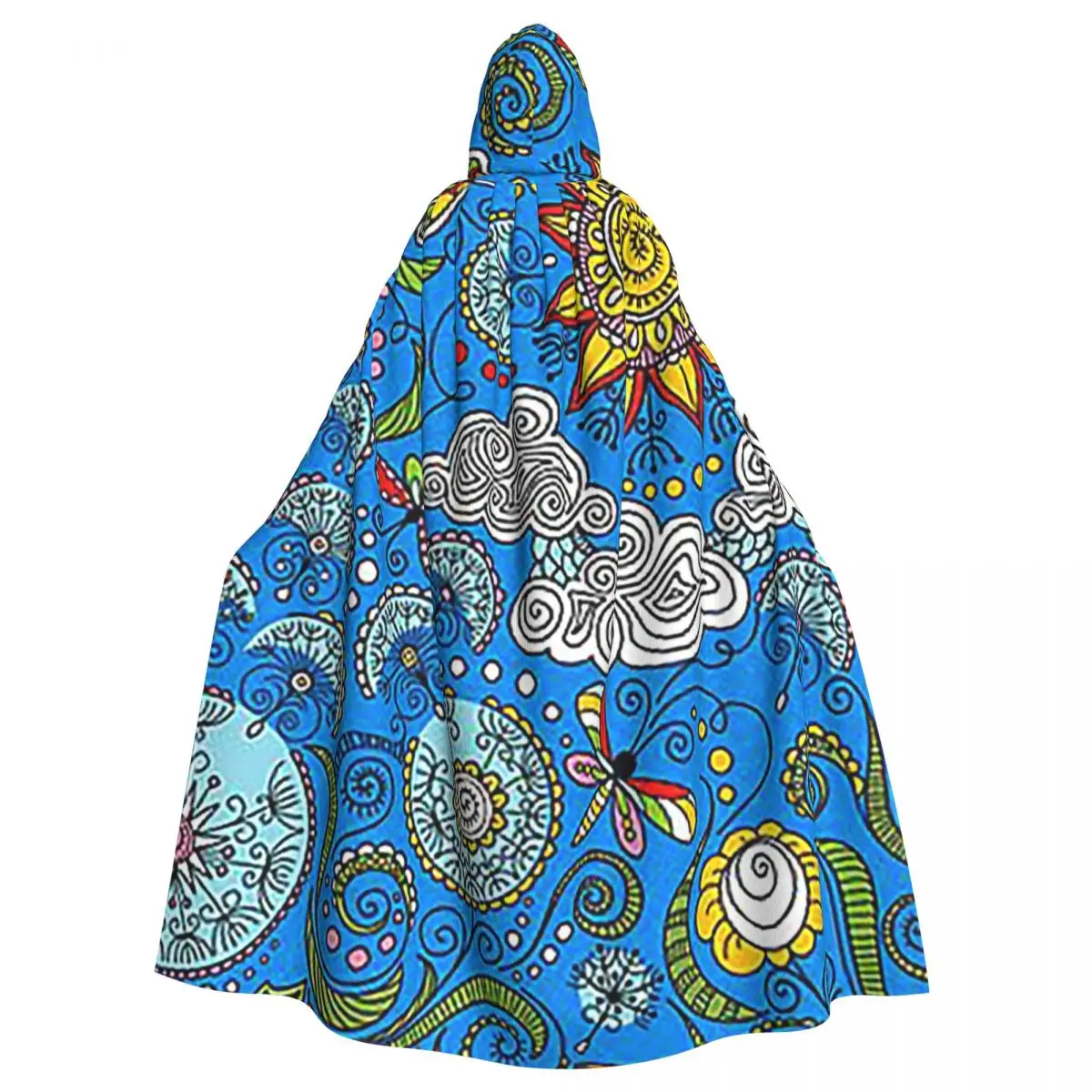 

Dandelion Floral Pattern Long Hooded Cloak Witch Medieval Costume Cosplay Cape HalloweenParty Adult Unisex