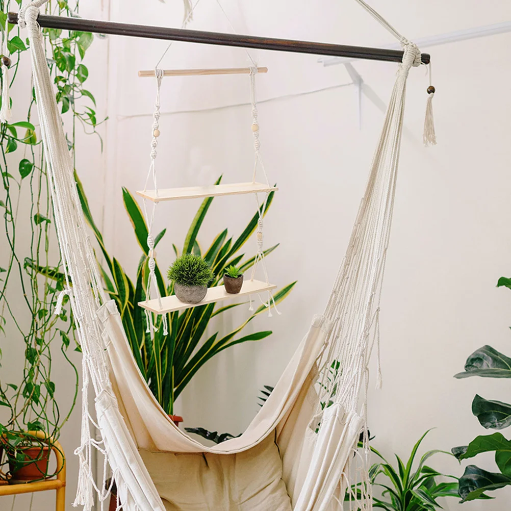 

Macrame Hanging Boho Decor Rustic Wood Floating Shelf For Plants Holder Storage Rack Wall Hanging Shelves Plant Wall Shelf