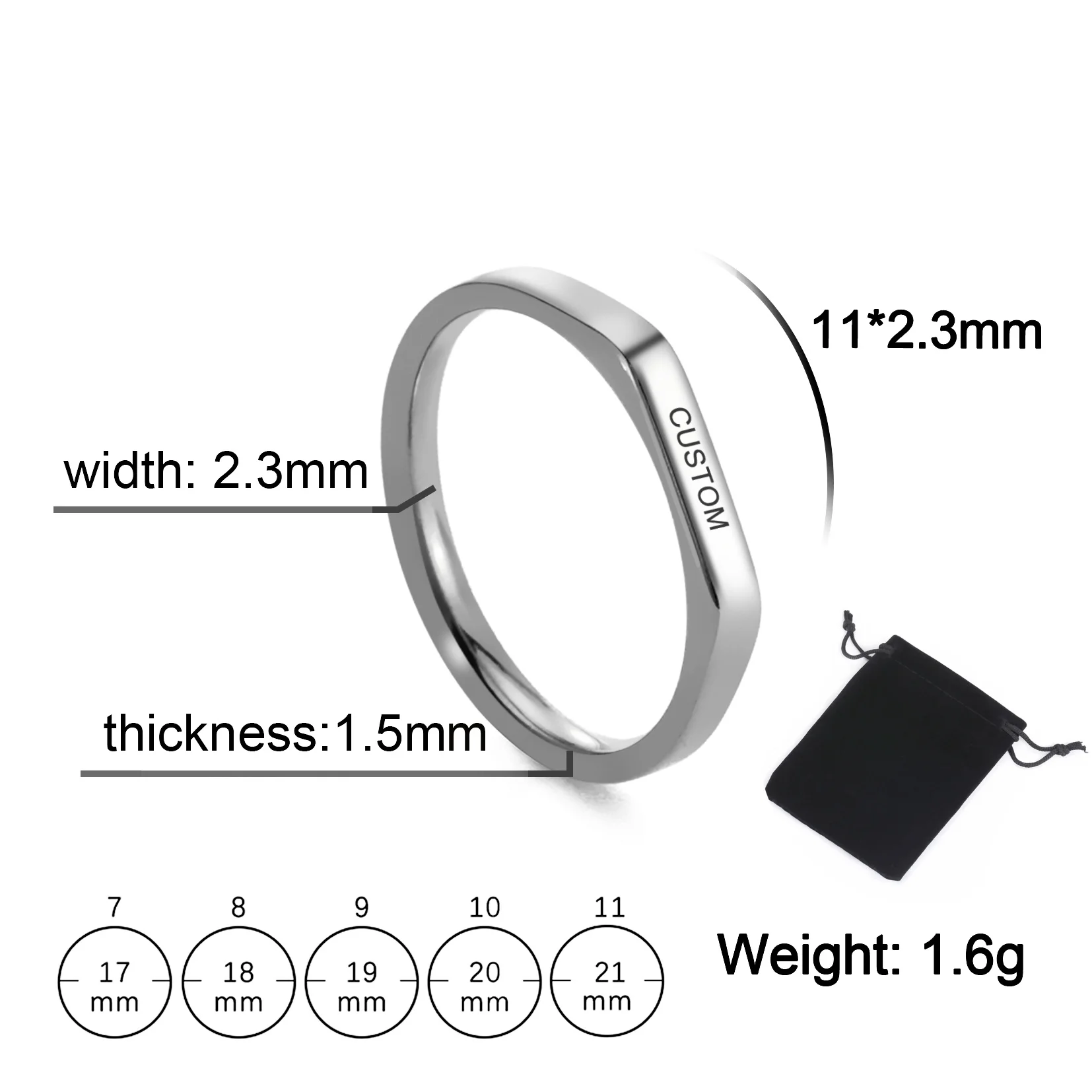 Personalized Stainless Steel Date Name Ring