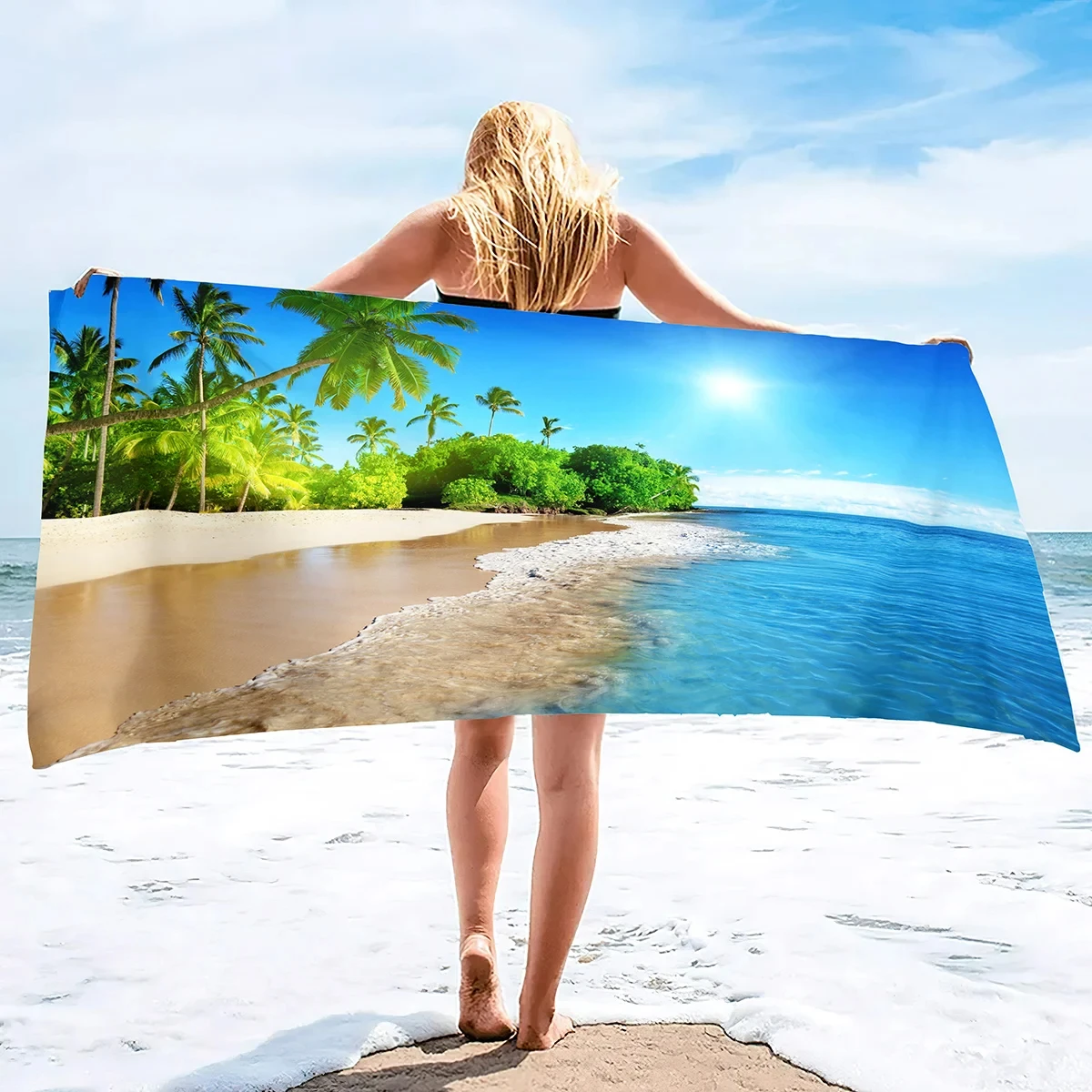 Hawaiian Palm Tree Beach Towel Microfiber Beach Scenery Bath Towel Quick Dry Sand Free Pool Towels for Travel Swim Holiday Sport