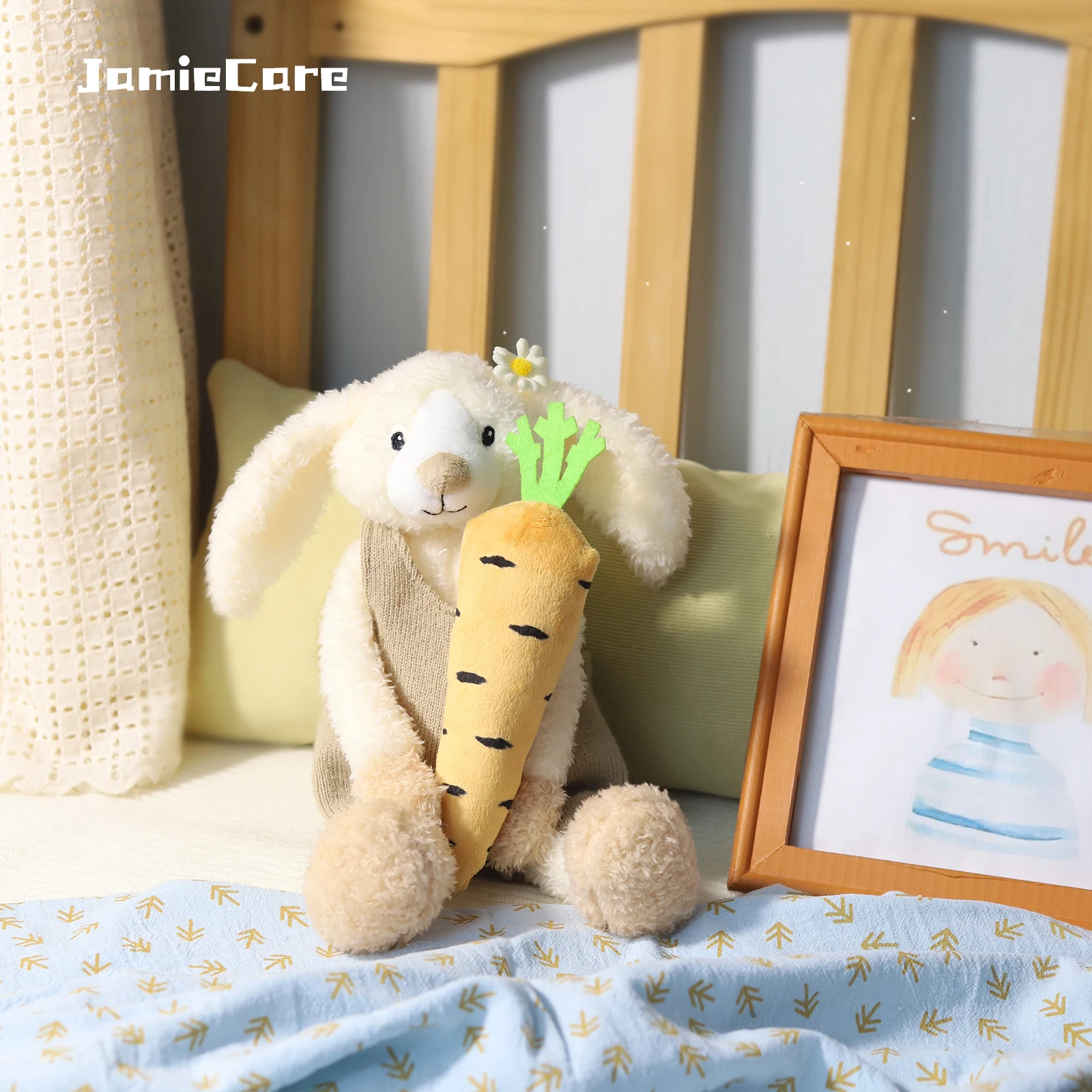 1pc 30cm Cute White Rabbit Wear Cloth With Khaki Strap Plush Toy Stuffed Soft Animal Dolls Rabbit For Baby Kids Birthday Gift