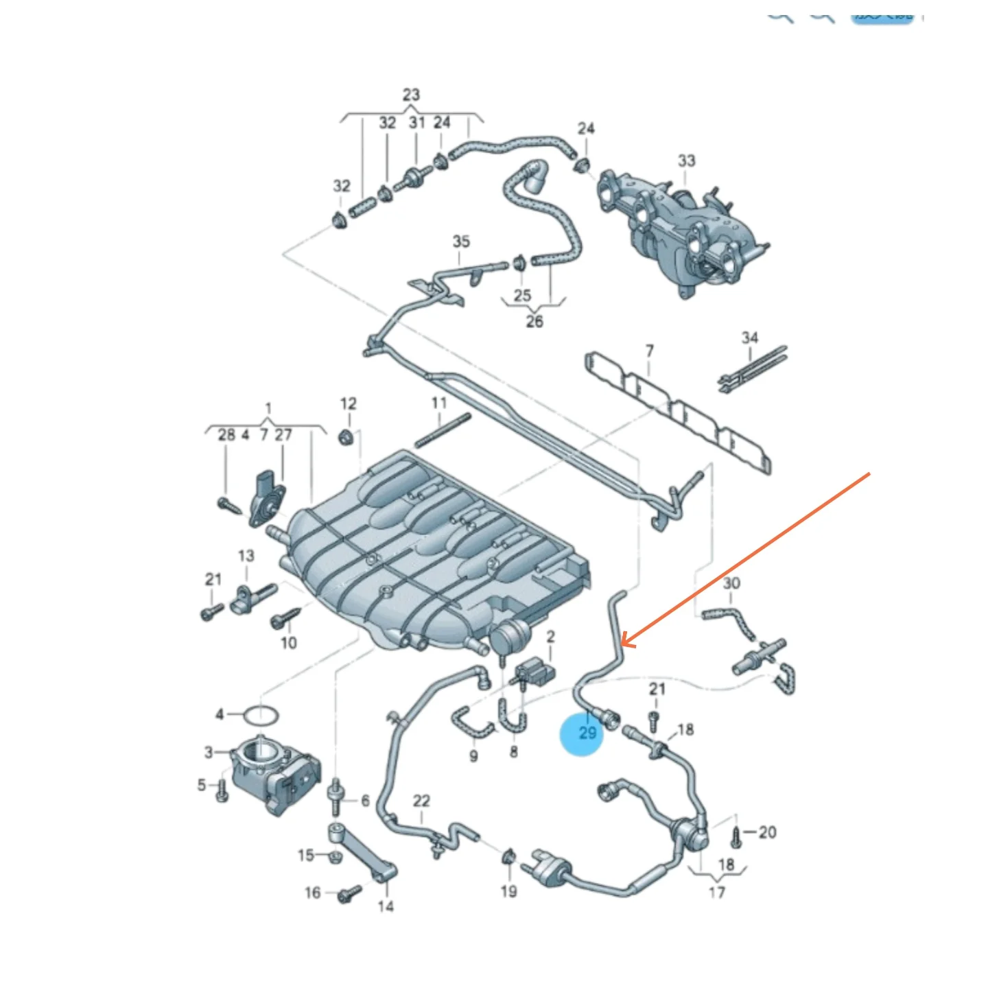 06J 133 518 F New Vacuum Hose For VW Audi Seat Skoda 1.8 TFSI 2.0 TFSI 06J 133 518 F 06J 133 518F