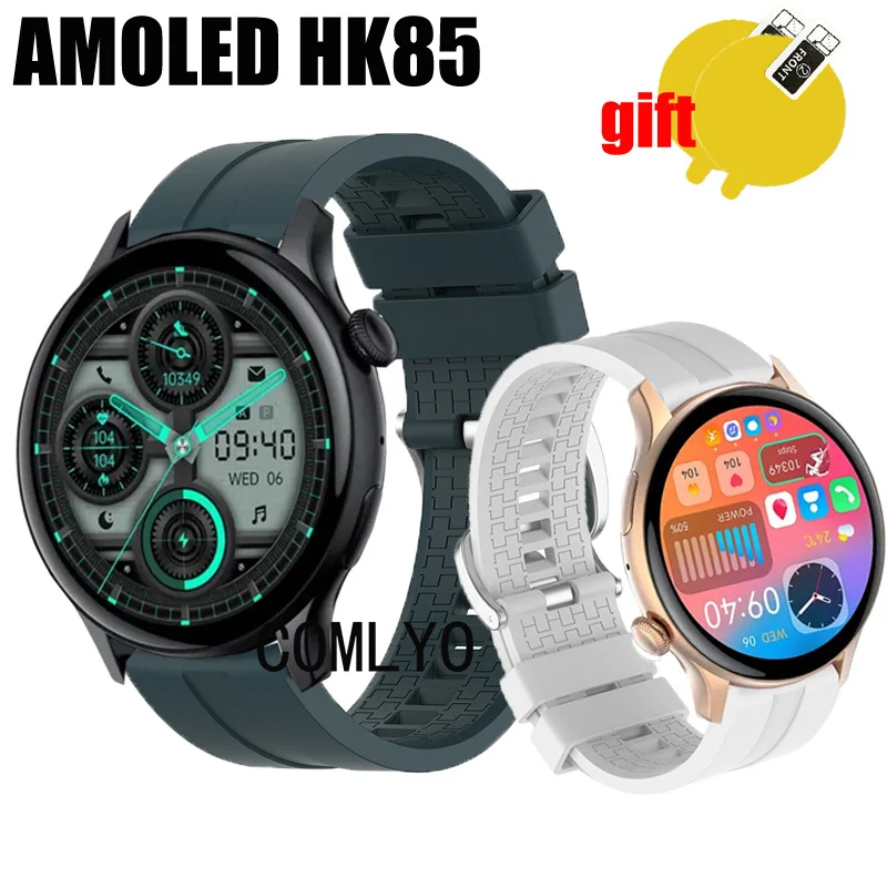 For True AMOLED HK85 Smart Watch Strap Band Belt Silicone Wristband Bracelet Screen protector film For women men