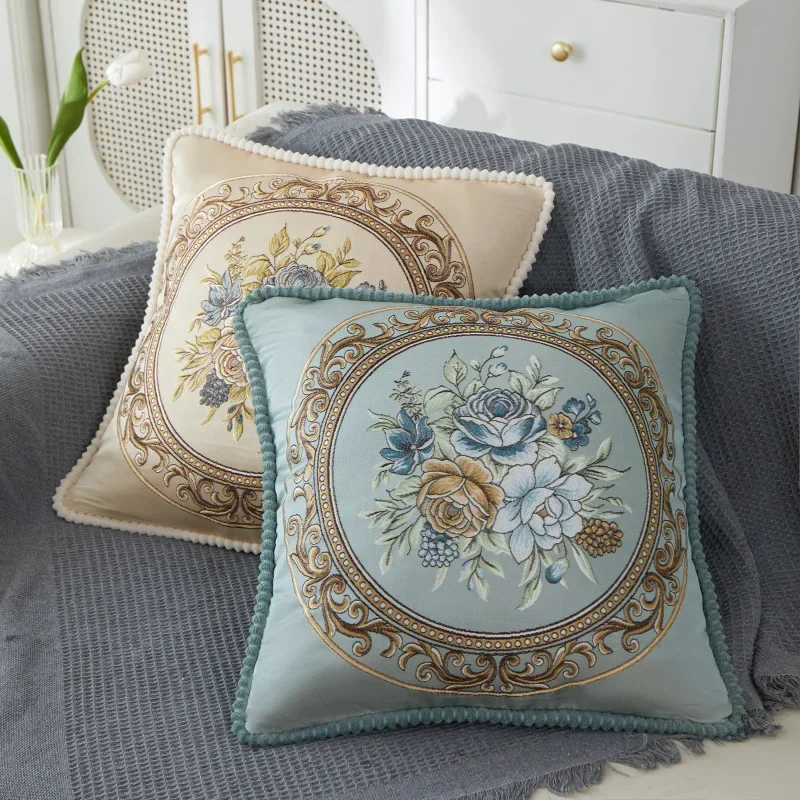 

Folk-Custom Flowers Cushion Cover 45x45cm Embroidery Jacquard Decorations for Home Edging Pillow Cases Decora Cushions for Bed