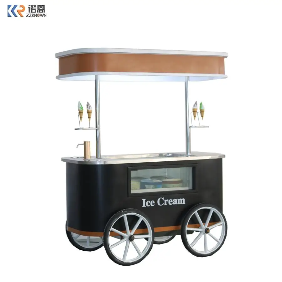 

Mobile Gelato Ice Cream Cart / Popsicle Ice Cream Cart Beach Hand Push Cart Freezer Italian Gelato Display For Sale With Ce