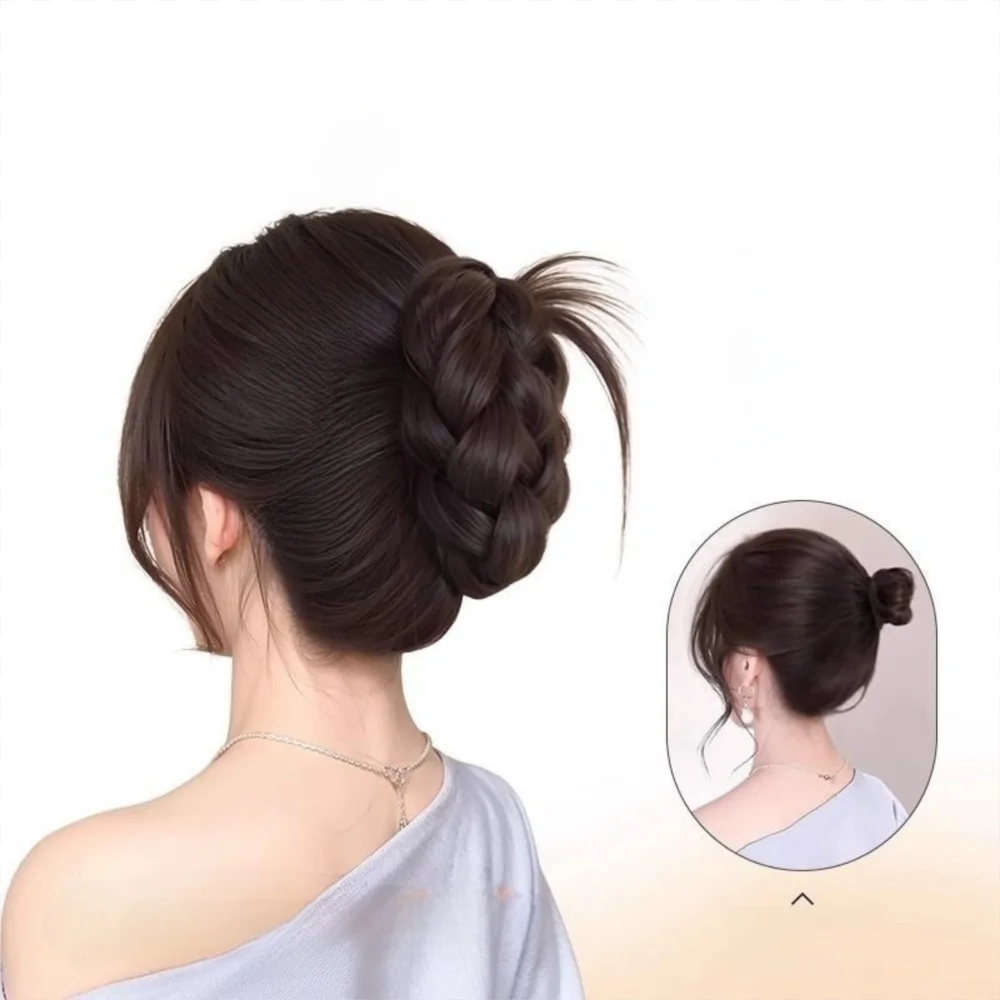 

New Synthetic Twists Ball Hair Bun Fluffy Natural Claw Clip Dished Hair Head Wig Bag Hair Accessories