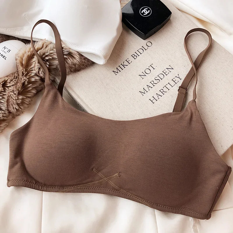 Summer simple modal cotton comfortable undershirt type commuter bra large size without steel ring without scar underwear thin