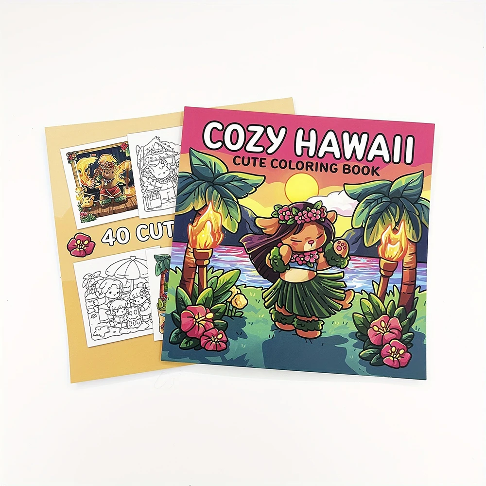 

Cute beach grass skirt style lazy Hawaiian style coloring book creative coloring hand book