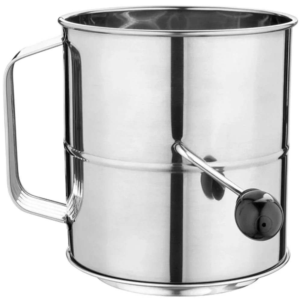 Fine Mesh Sifter Hand Crank Sifter 430 Stainless Steel 304 Stainless Steel Mesh Rotating Wire Design Smooth Rotating Mechanism