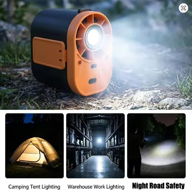Portable Waist Clip Fan with Lighting Function Wearable Mini USB Rechargeable Hanging Fan for Outdoor Working and Camping4000Mah