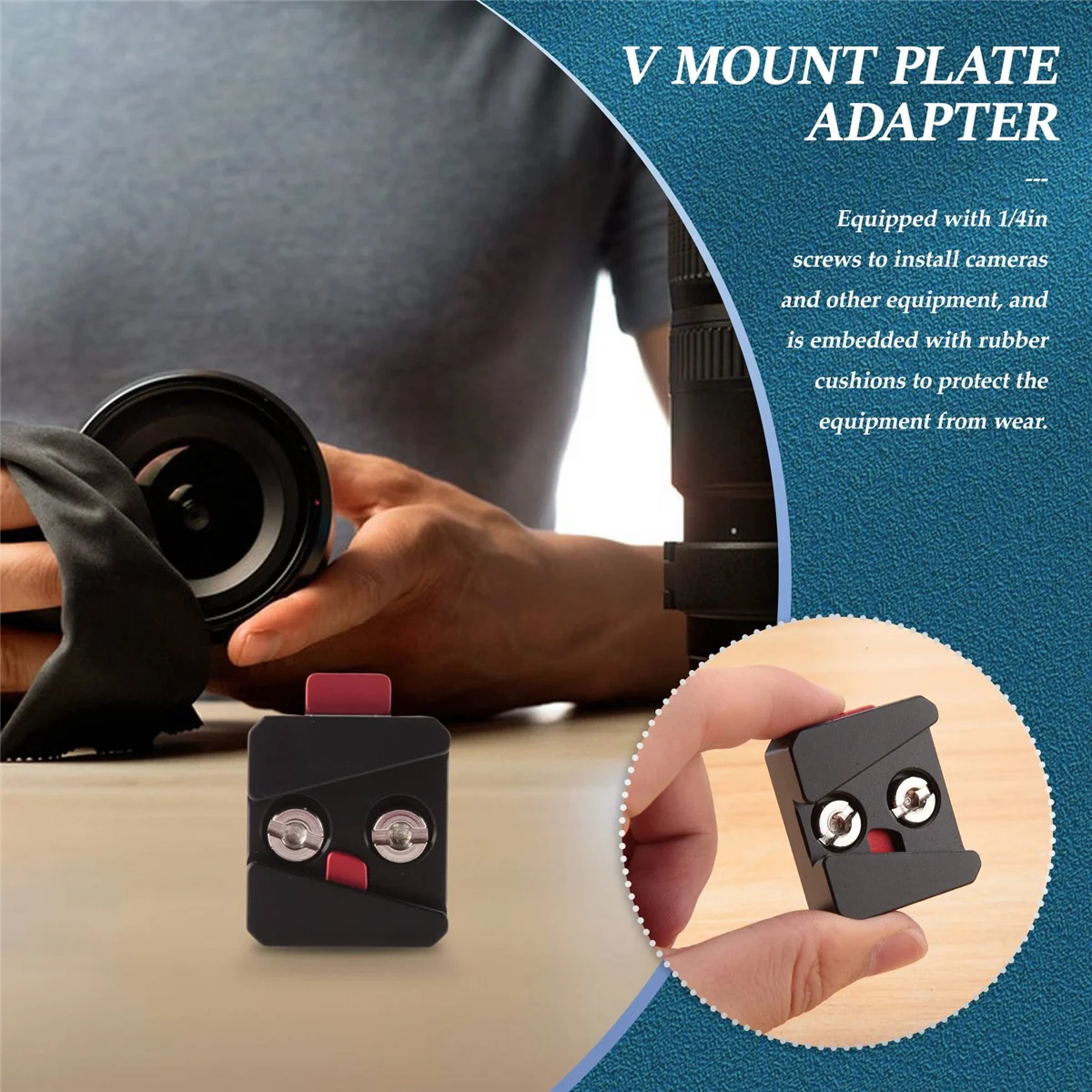 1/4 Universal V Mount แบตเตอรี่แผ่นอะแดปเตอร์อุปกรณ์เสริมแบบพกพาฐานสําหรับ Ptz และกล้องสีดํา A002