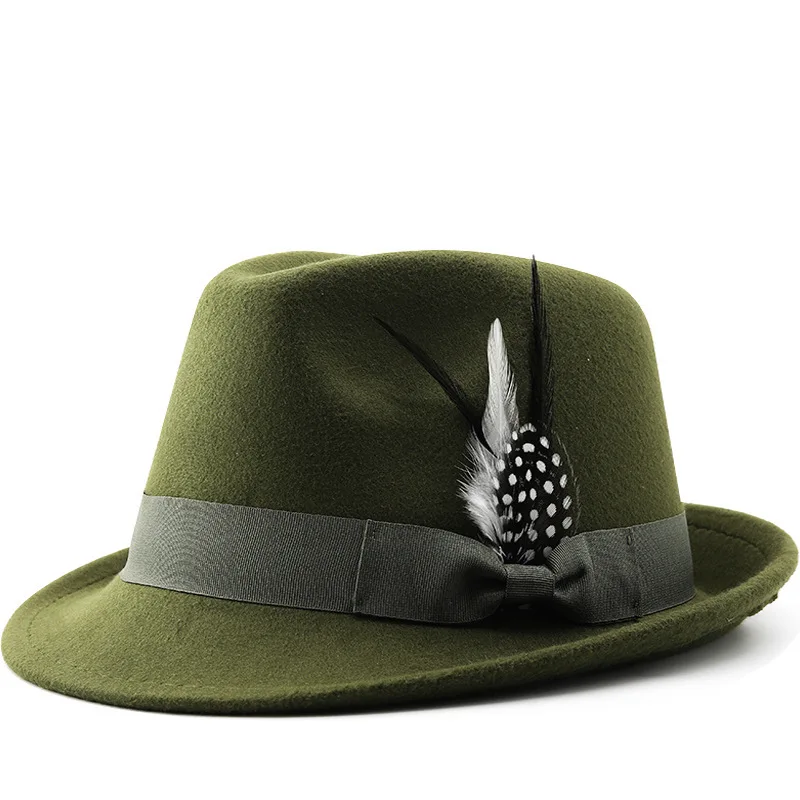 Bow Feather Top Autumn Winter Upturned Brim Fashionable Men's And Women's Cashmere Felt Ethnic Style New Hat