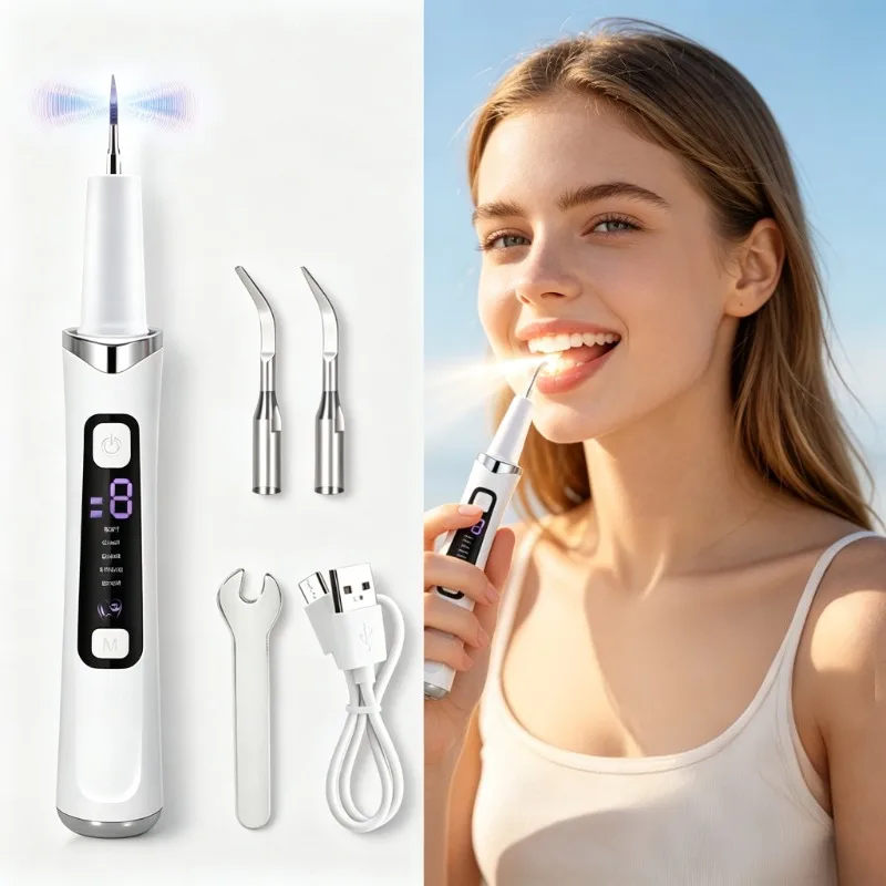Electric Plaque Tartar Remover for Teeth Ultrasonic Tooth Cleaner Household Inter-Dental Pointed Cleaning Calculus Scaler Oral Care Set