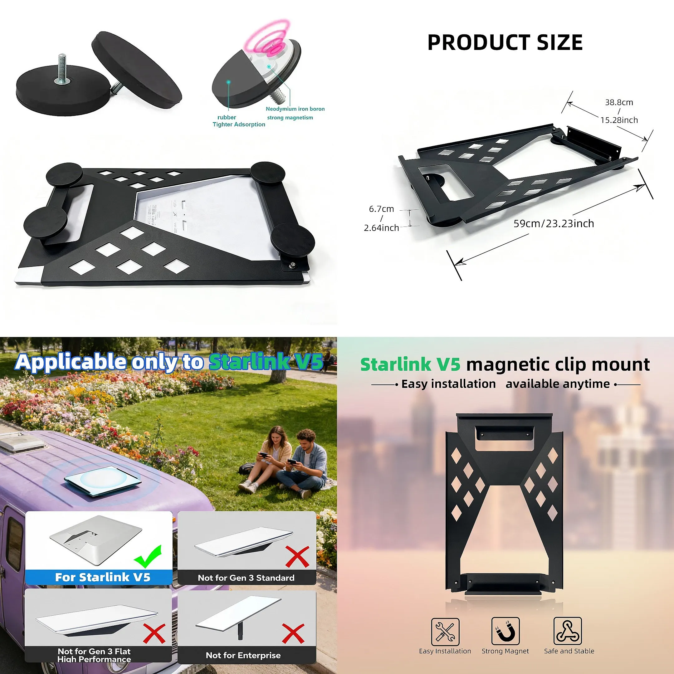starlink-v5-iron-magnetic-stand-magnet-fixed-no-drilling-required-easy-to-install-suitable-for-cars-and-rvs-customizable