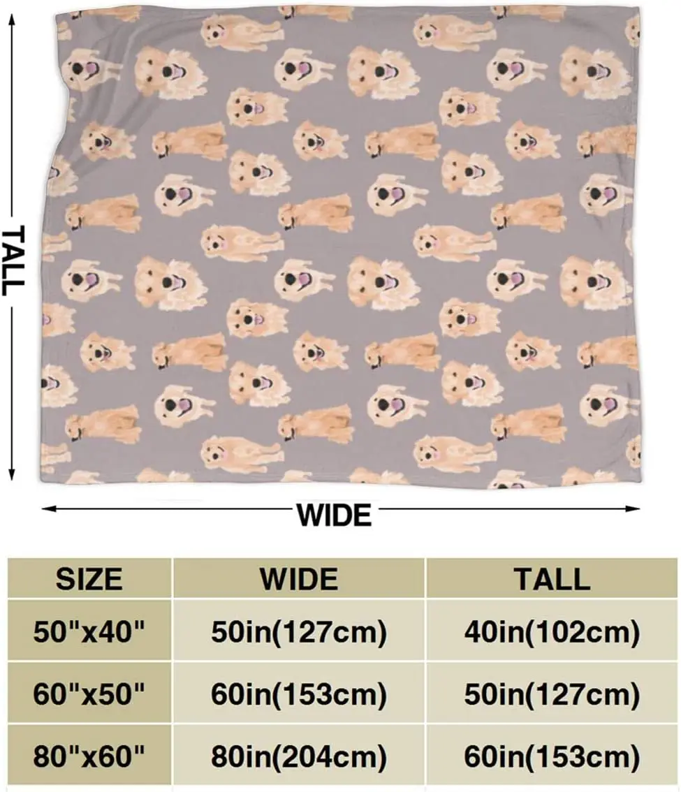 Flannel Fleece Plush Blanket Golden Retriever Companion Dog Pet Animal Pattern Throw for Sofa Bed Couch Air Conditioning Blanket