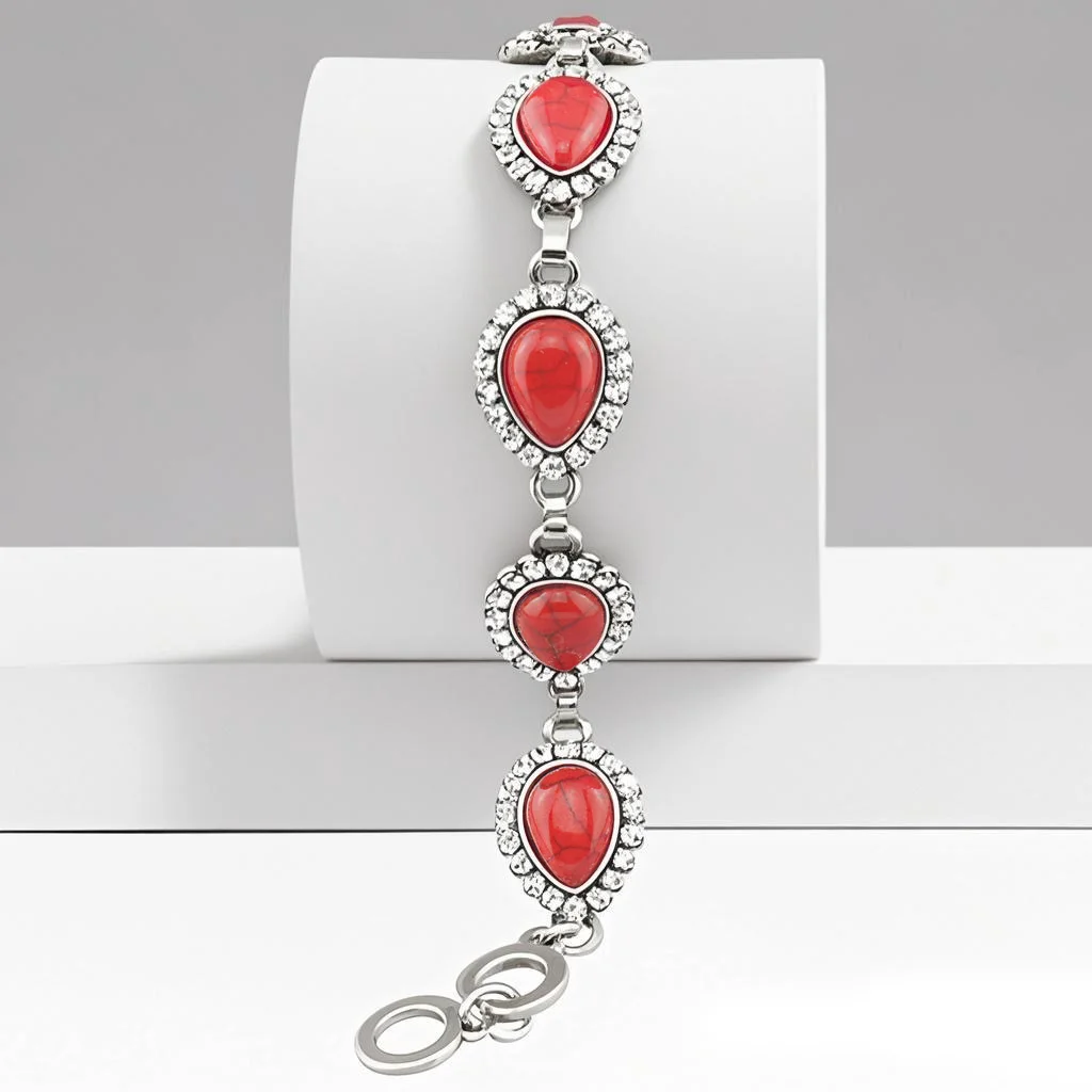 Beautiful Exquisite Tear Drop Created Red Chic Chain Bracelets & Bangles For Women S281