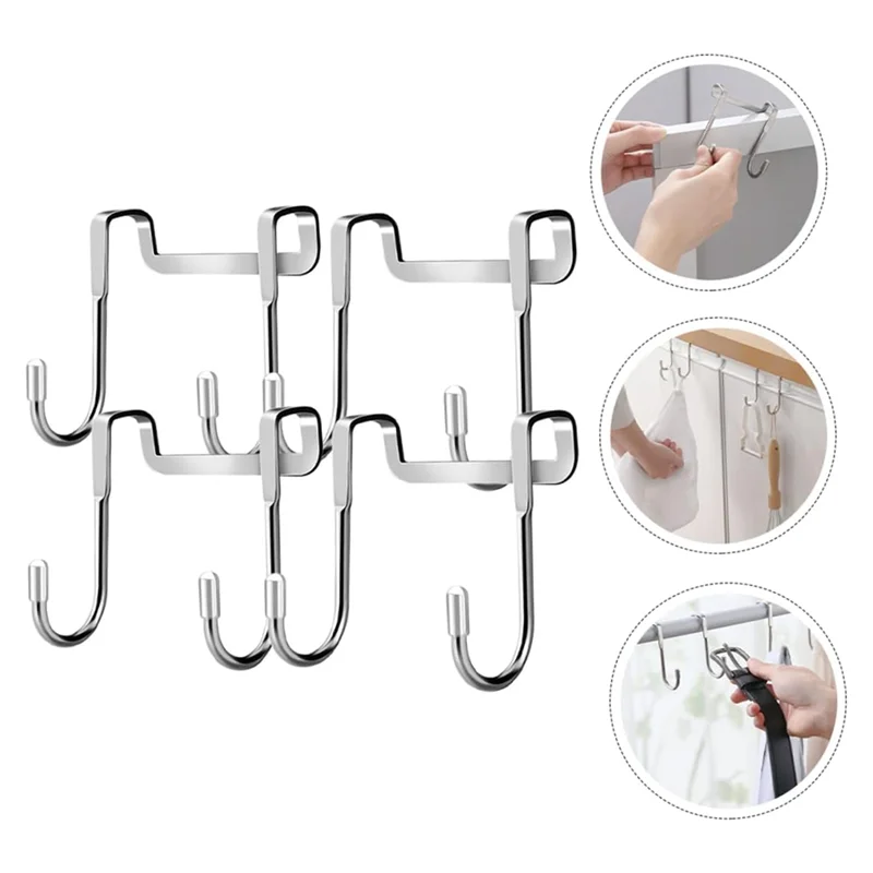

G6-4PCS Double Hook Set Door Hook Set Bathroom Hanger Over The Shower Towel Hat Organizer Rack Hat Hooks Hat Hanger Coat Hangers