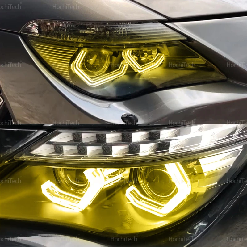 ل BMW 6 سلسلة E63 E64 630Ci 630i 645Ci 650i M6 03-10 M4 نمط الليمون الأصفر حلقة عيون الملاك LED الأبيض العلوي خواتم عدة DRL