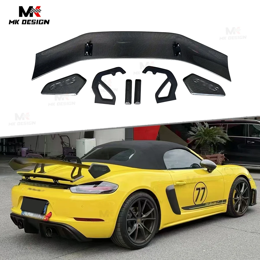 

Carbon Fiber GT-RS Style Wing Rear Spoiler for Porsche 718 981 987 Cayman S Boxster 2016+ Rear Swan Neck Wing Trunk Spoiler